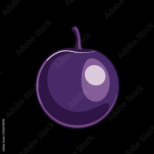 Mysterious Berry: A plump, vibrant berry, a testament to nature's elegance. Isolated against a dark backdrop, the fruit's smooth curves are rendered in a delicate, artistic style. 