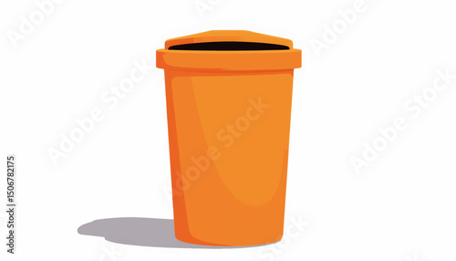 Orange recycling bin located outdoors for community waste disposal during a sunny day in the park