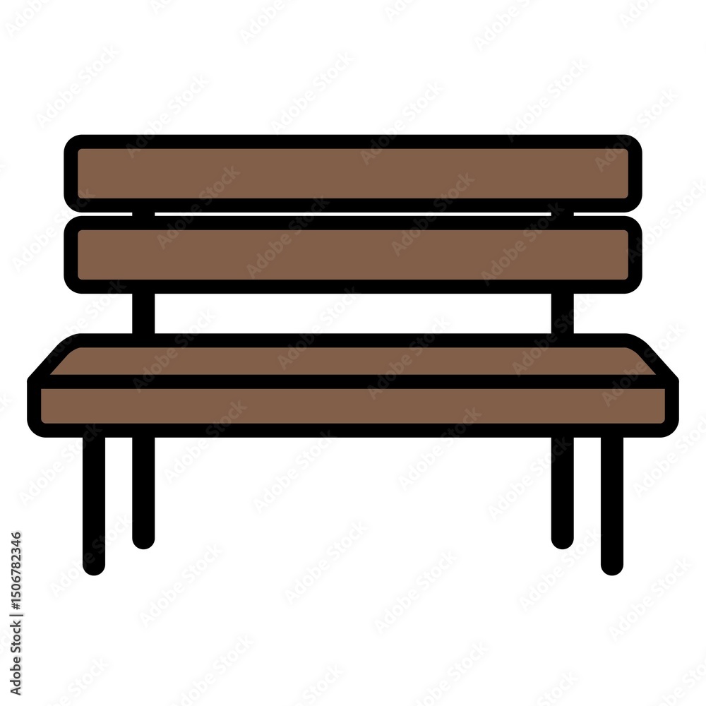 Illustration of a wooden bench for a park or garden on a white background Illustration of a wooden bench for a park or garden on a white background