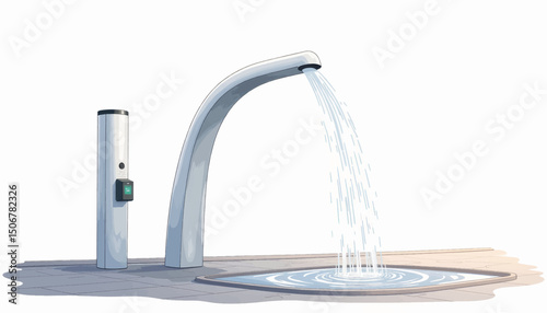 Modern outdoor water fountain with a sleek design in a public park during sunny afternoon