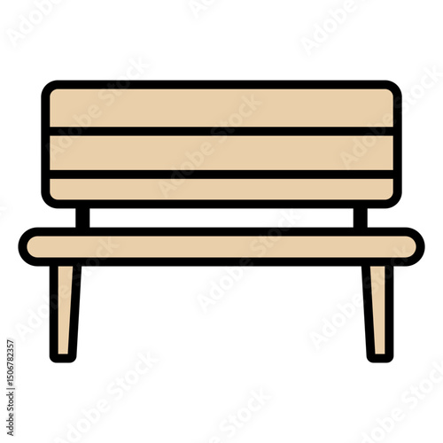 Illustration of a wooden bench for a park or garden on a white background