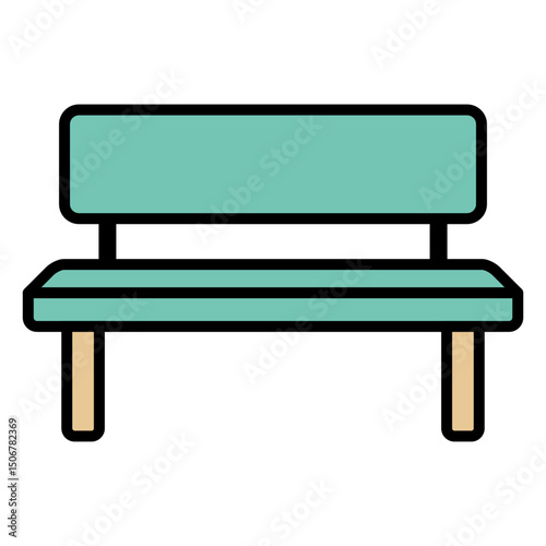 Illustration of a wooden bench for a park or garden on a white background
