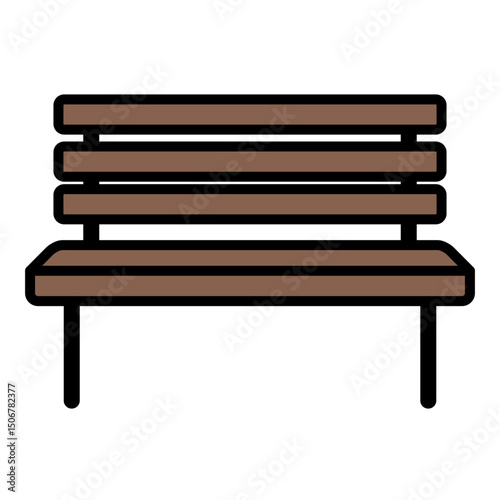 Illustration of a wooden bench for a park or garden on a white background