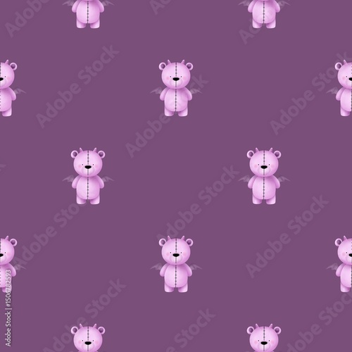 Frankenstein Teddy Seamless Pattern on Moody Base