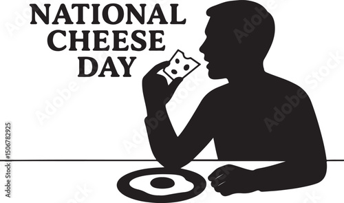 Man eating illustration, the National Cheese Day icon vector
