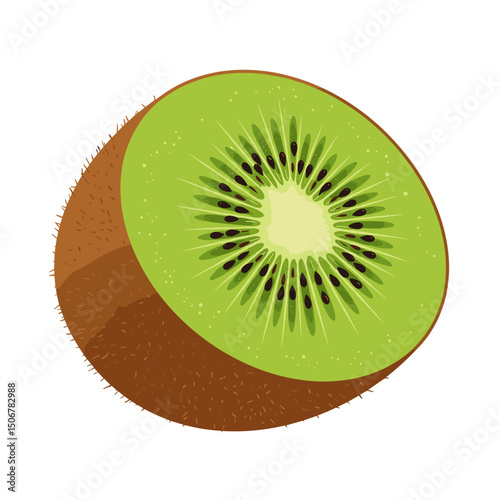 Sliced kiwi fruit showing vibrant green flesh and seeds  