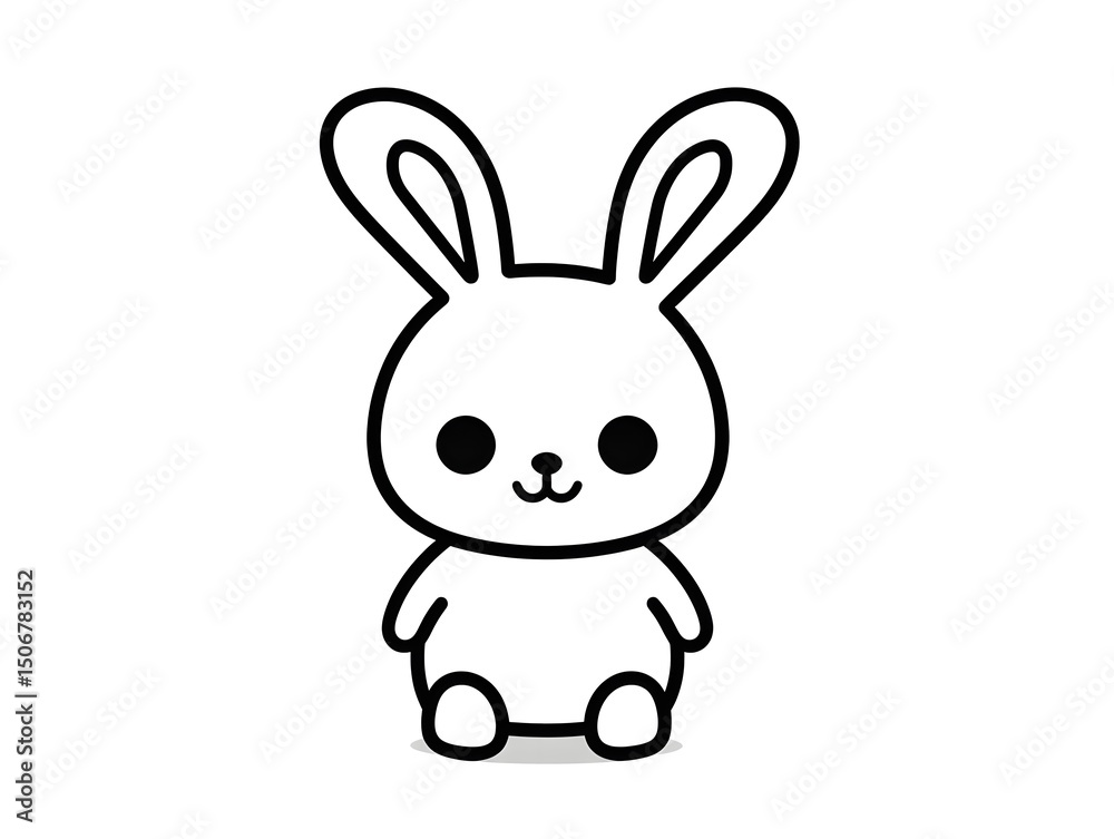 Black and white coloring book page, cute rabbit. Black and white coloring book page, cute rabbit.