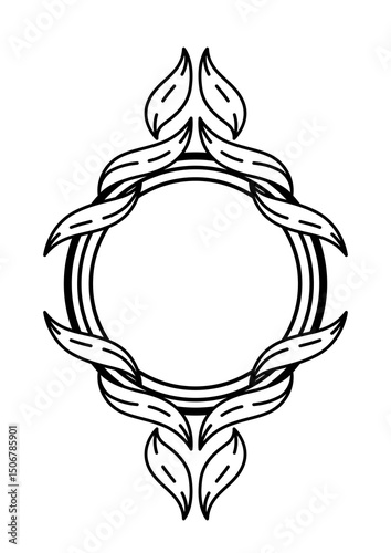 Floral frame in baroque style. Decorative curling plant.