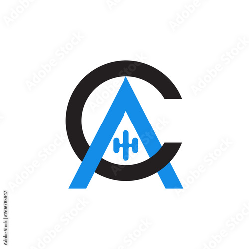 A modern logo features a bold black partial circle forming a "C," intertwined with a blue stylized "A" that incorporates a medical cross symbol in its center