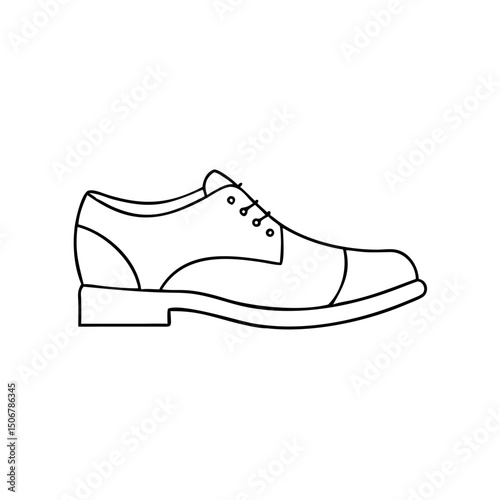 Outline of stylish brogue shoe in thin line style, contour icon  