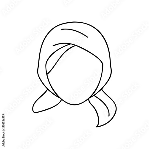 Headscarf outline design in minimalistic contour style, contour icon, thin line  
