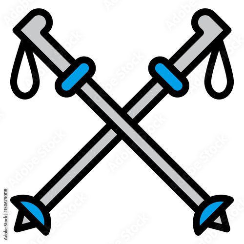 Hiking Stick  Icon Element For Design