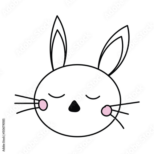 Cute cat face illustration isolated on white background.