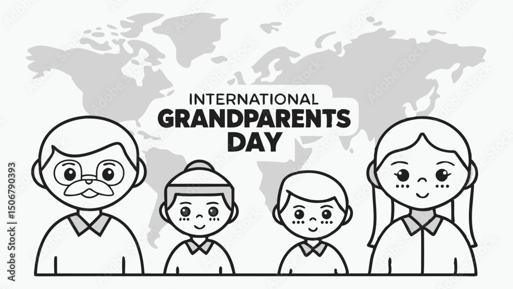 International Grandparents Day Outline Illustration International Grandparents Day Outline Illustration