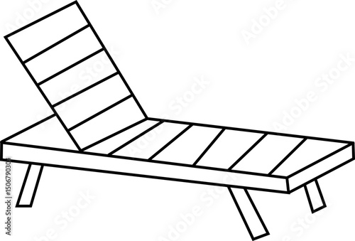 poolside lounger icon, Beach Chairs, Summer and Vacation Related Line Banner Design. Beach, Holiday, Journey, Sunlight, Fun time. Web Page icons, Mobile App, Sunbathe, Magazine, Mobile Application