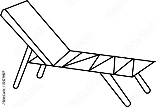 poolside lounger icon, Beach Chairs, Summer and Vacation Related Line Banner Design. Beach, Holiday, Journey, Sunlight, Fun time. Web Page icons, Mobile App, Sunbathe, Magazine, Mobile Application