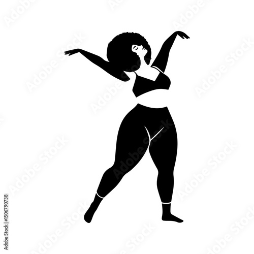 Black and White Illustration of a Woman Portraying Body Positivity