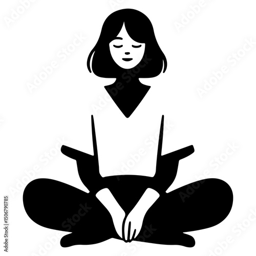 Black and White Illustration of a Woman Portraying Body Positivity