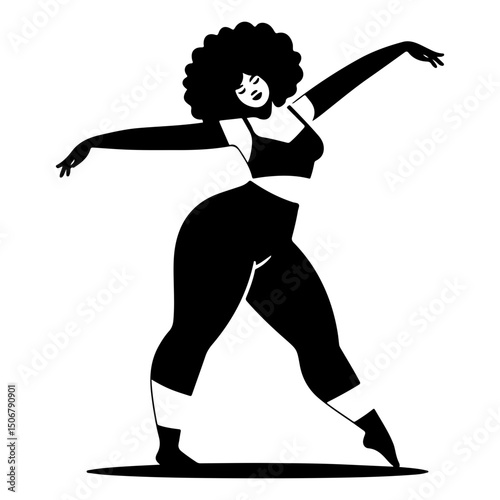 Black and White Illustration of a Woman Portraying Body Positivity