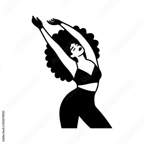 Black and White Illustration of a Woman Portraying Body Positivity