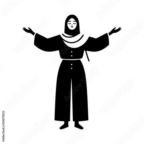 Black and White Illustration of a Woman Portraying Body Positivity