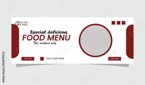 Modern red and white restaurant social media banner