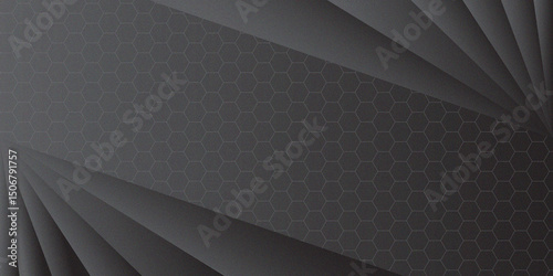 elegant futuristic black background frame with hexagonal pattern with grainy texture