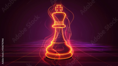 Digital chess king, radiant and powerful