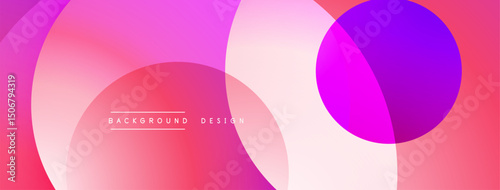 Abstract fluid shapes, vibrant pinks, purples create modern background. Overlapping circles suggest depth, movement. Design feels energetic, dynamic.