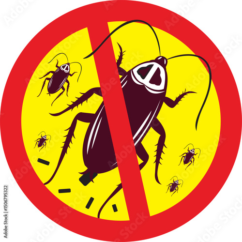 No to Cockroach Infestation. Pesticide concept. Editable Clip Art.
