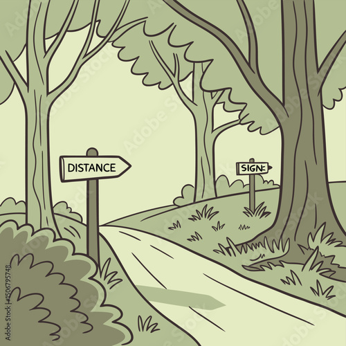 clean forest trail path with distance signs