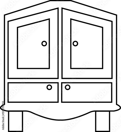 Sideboard Line icon, Design, Home efficiency storage cabinet Vector template, House Improvement Pixel perfect, Editable stroke. used for Logo, Sign, Symbol. Furniture. Wardrobe, Bedside decoration,