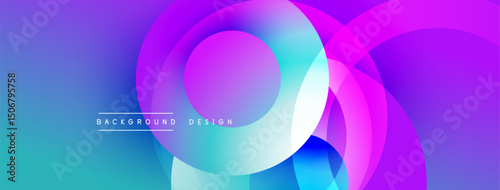 Abstract vibrant background. Overlapping circles create dynamic visual effect. Gradient colors blend smoothly, offering modern aesthetic.