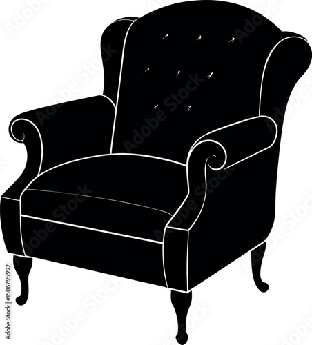 black leather armchair isolated