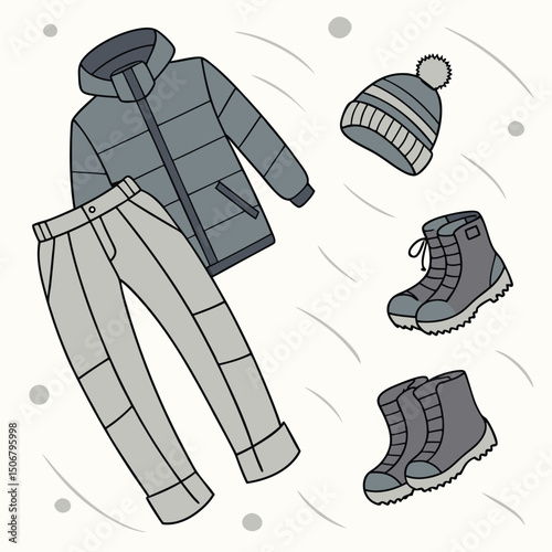 cold weather hiking gear layout