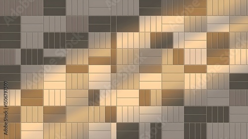 Modern Geometric Pattern with Blue and Gray Tiles: Abstract Background Design