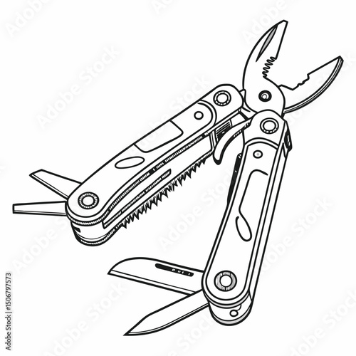 foldable knife or multitool vector flat design w