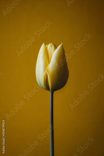 Yellow Tulip on Yellow Background