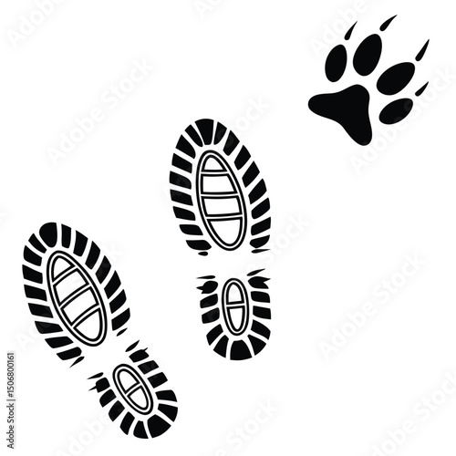 hiking boot prints black silhouette design white