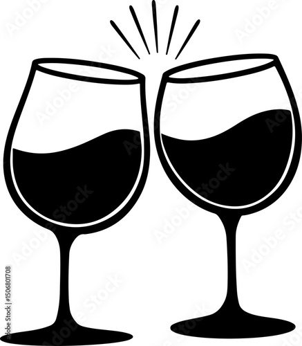 Clinking Wine Glasses Cheers Silhouette vector