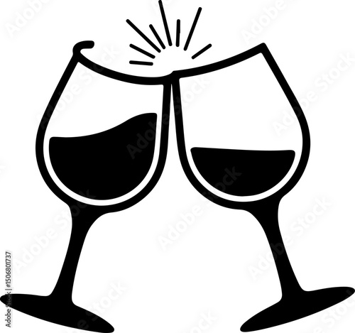 Clinking Wine Glasses Cheers Silhouette vector