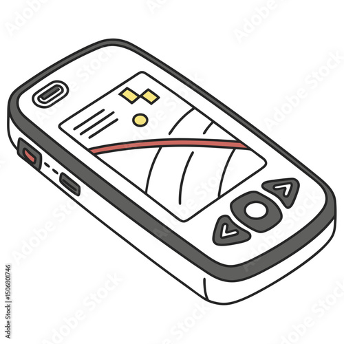 pocket gps device flat vector style minimal colo