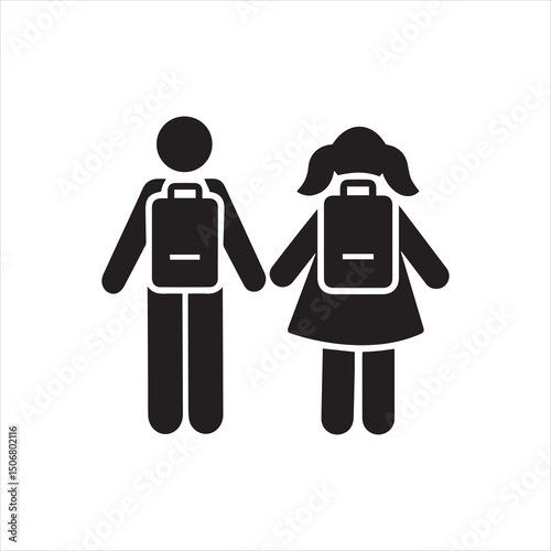 Man girl students classmates pictogram icon