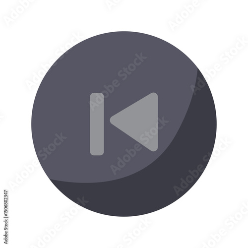 Previous skip button icon, skip previous video icon, back track media player button, circle shape playback controls