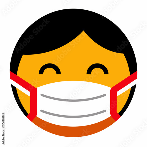 Face mask emoji vector icon on white background.