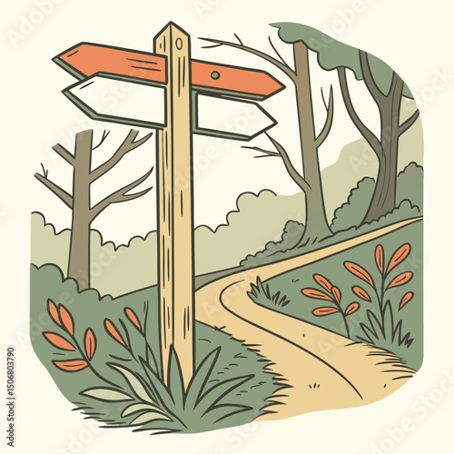 trail signpost with direction arrows