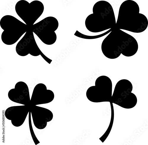 Four Black Four-Leaf Clovers vector