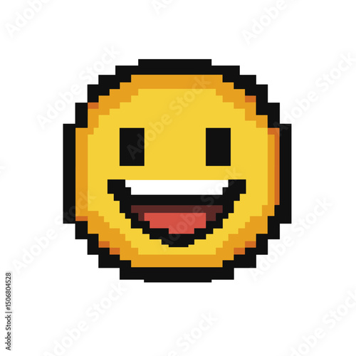 Smiley face emoji design pixel art vector