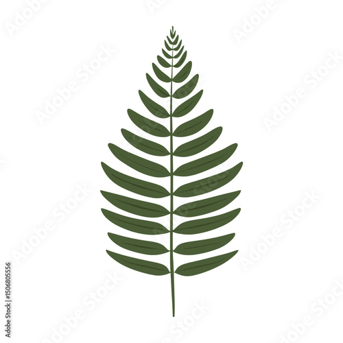 Green long fern leaf illustration simple minimalist vector