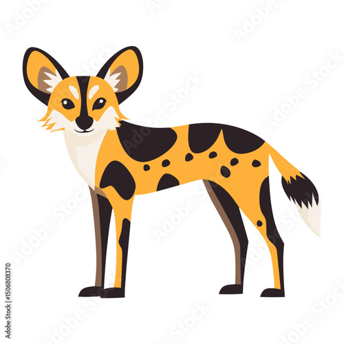 Vector illustration of Wild Dog wildlife cartoon animal vector
